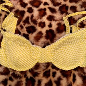 SHEIN Yellow Gingham Bikini Top